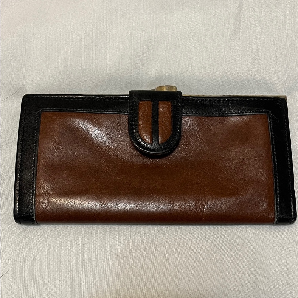 Chic Brown and Black Vintage  Leather Wallet